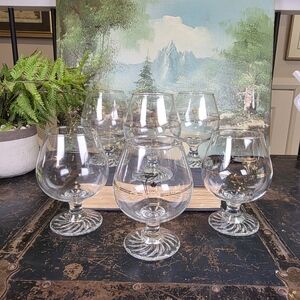 Rare Set of 6 Vintage 1976 Montreal Olympics Brandy Snifters Gold Trim Barware